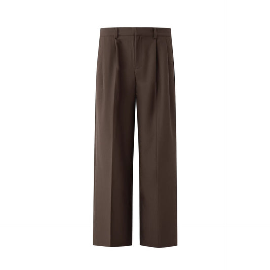 Men's straight-leg casual suit pants in brown and black