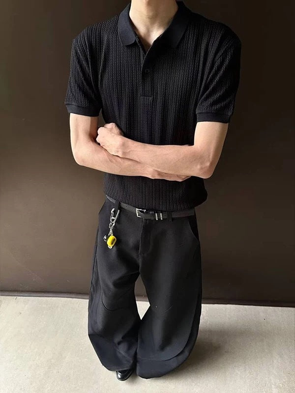 Men's Stretch Knit Short Sleeve Polo Shirt - Solid Color Slim Fit - White