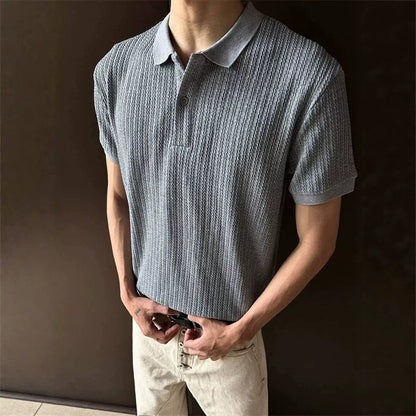 Men's Stretch Knit Short Sleeve Polo Shirt - Solid Color Slim Fit - White