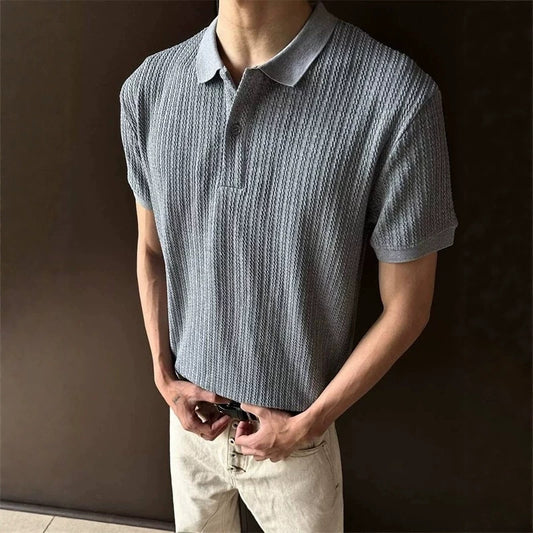 Men's Stretch Knit Short Sleeve Polo Shirt - Solid Color Slim Fit - White