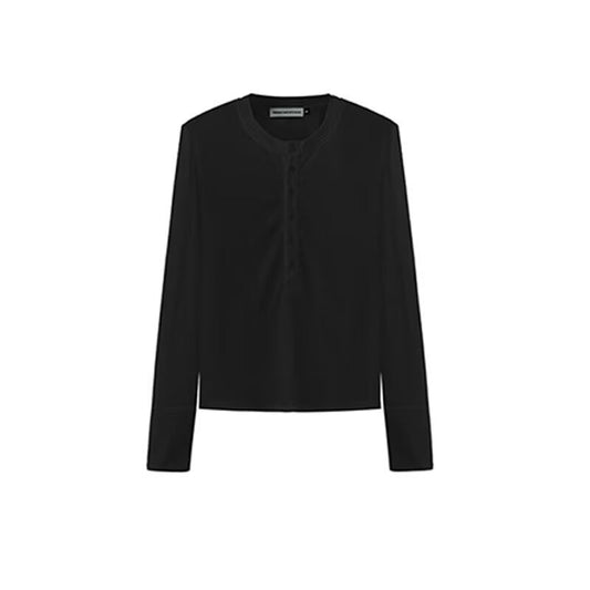 Men's Sheer Mesh Long Sleeve Henley Shirt - Deep V-Neck Slim Fit - White