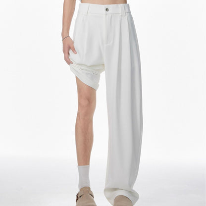 Men's Draped Wide-Leg Casual Pants in White