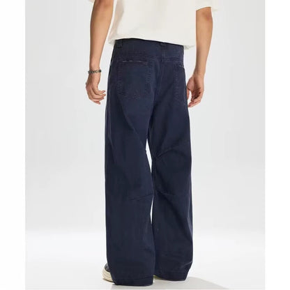 Unisex Distressed Blue Denim Bib Overalls - Relaxed Wide Leg