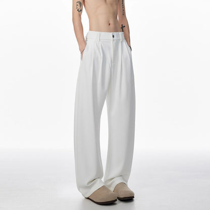 Men's Draped Wide-Leg Casual Pants in Black