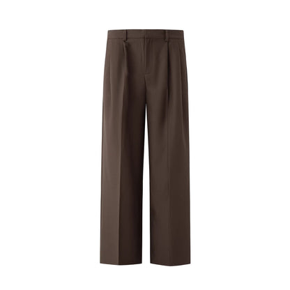 Men's straight-leg casual suit pants in brown and black