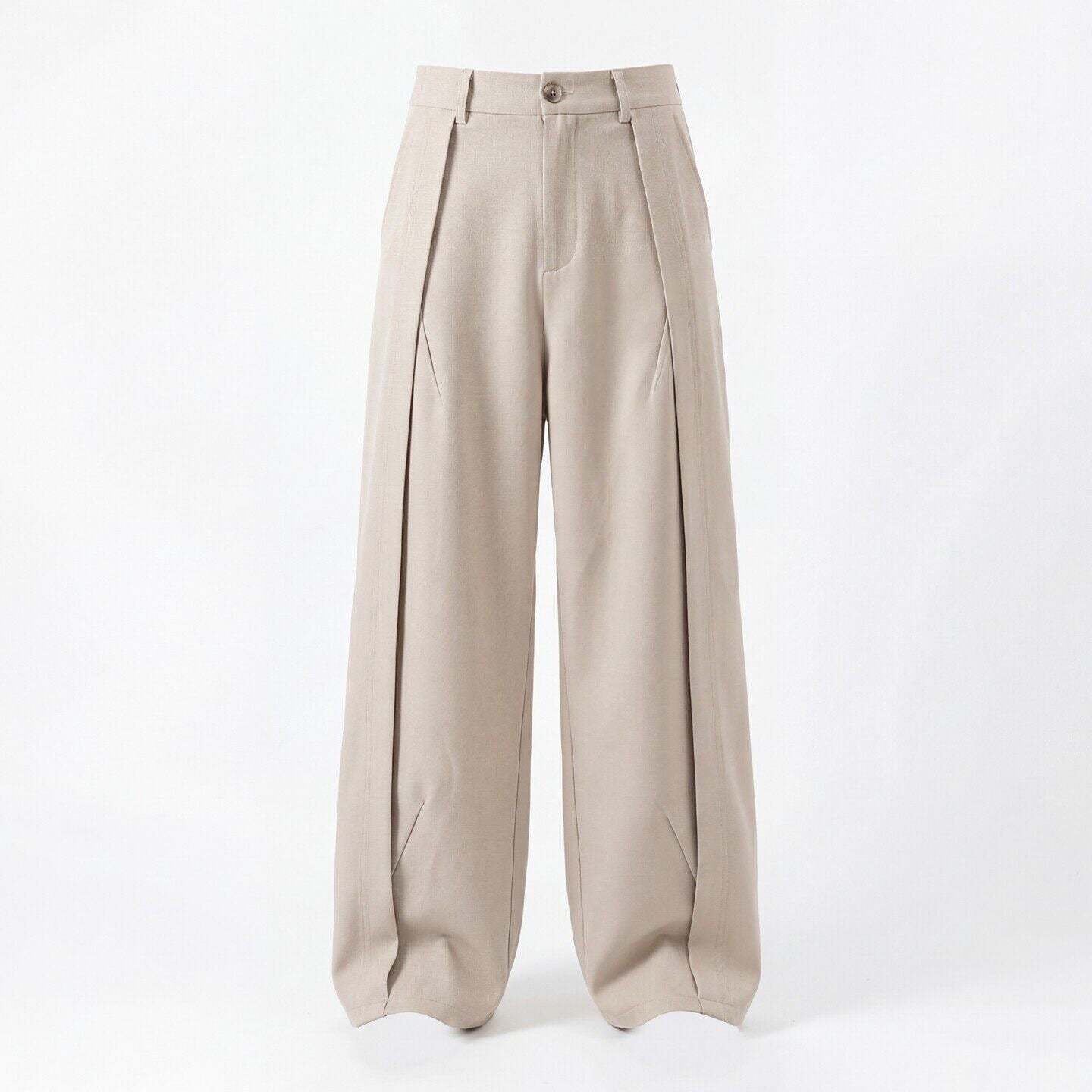 Men's Pleated Wide-Leg Trousers - Relaxed Drape Fit - Black