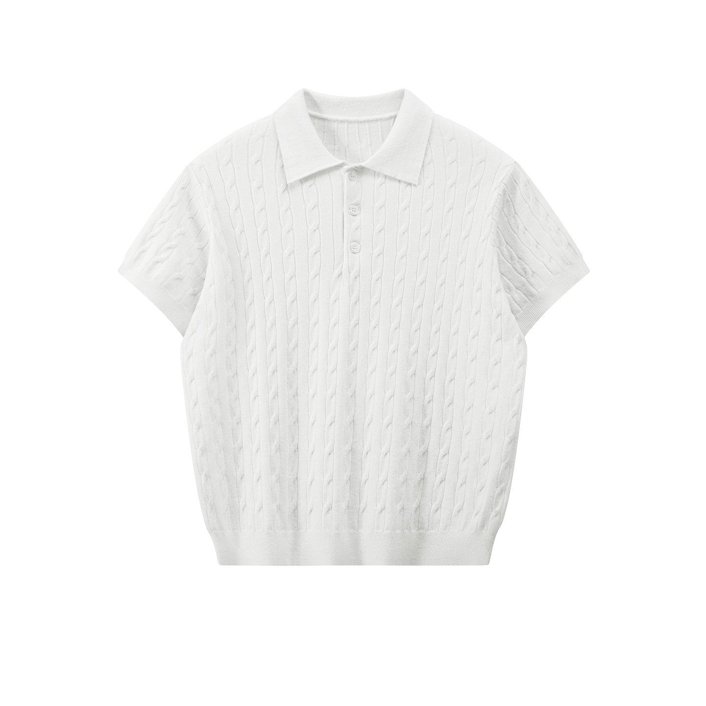 Men's Textured Knit Short Sleeve Polo Shirt in Light Gray