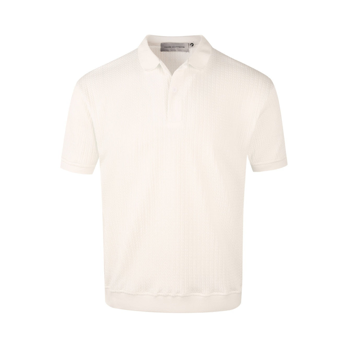 Men's Cable Knit Short Sleeve Polo Shirt - Textured Slim Fit - Grey