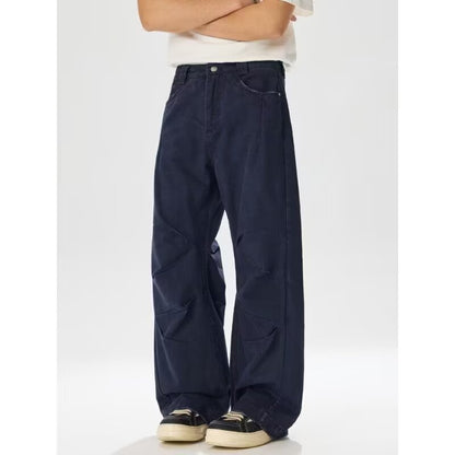 Unisex Distressed Blue Denim Bib Overalls - Relaxed Wide Leg