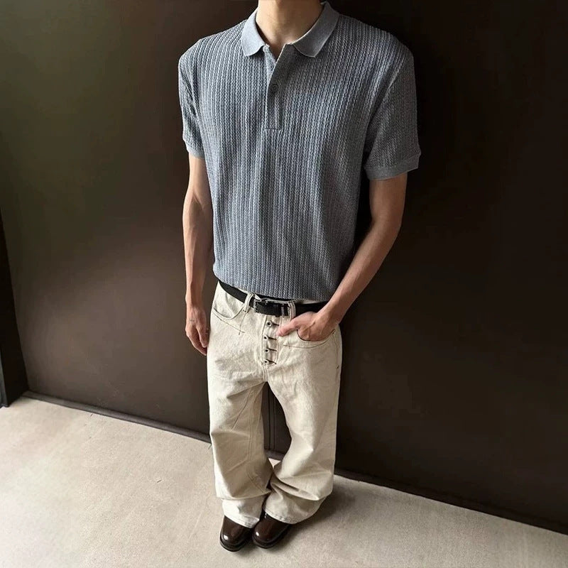 Men's Stretch Knit Short Sleeve Polo Shirt - Solid Color Slim Fit - White