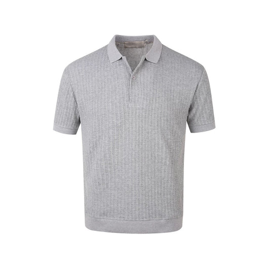 Men's Stretch Knit Short Sleeve Polo Shirt - Solid Color Slim Fit - Grey